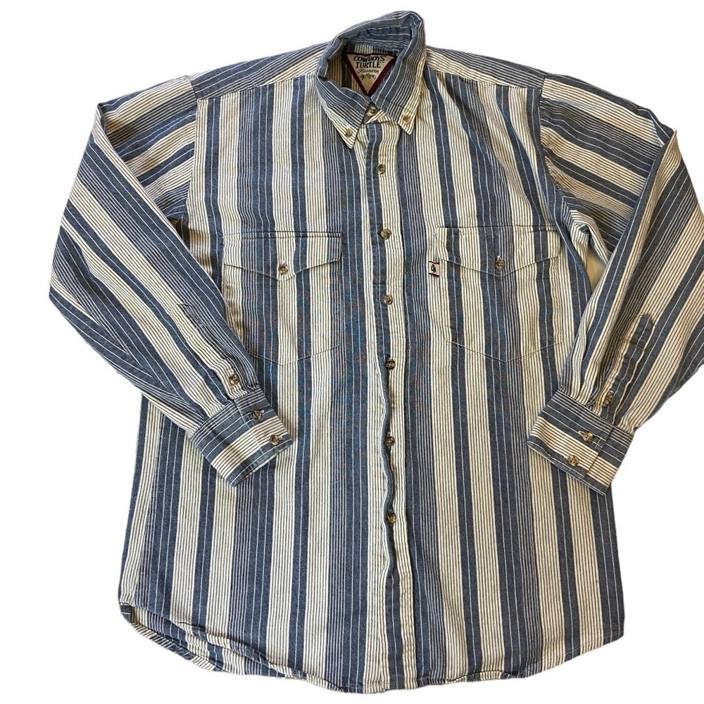 Vintage Cowboys Turtle Blue Plaid Button-down Shirt